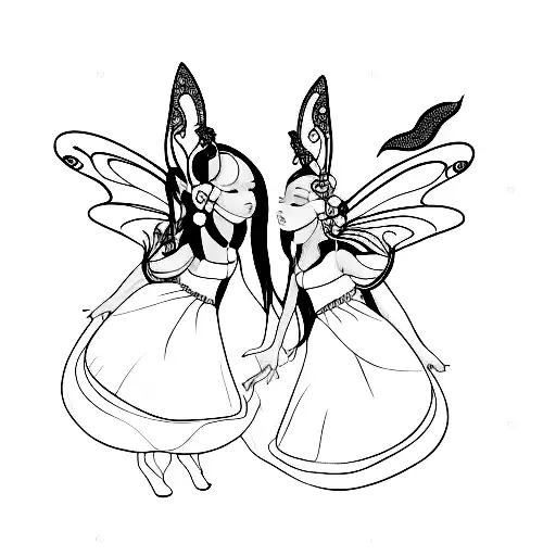 Two Black Twin Fairy Girls