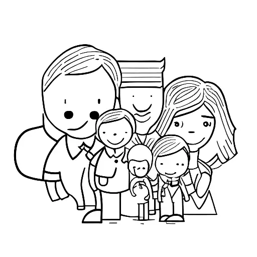 Line Representing A Family With A Father A Mother And A Younger Brother