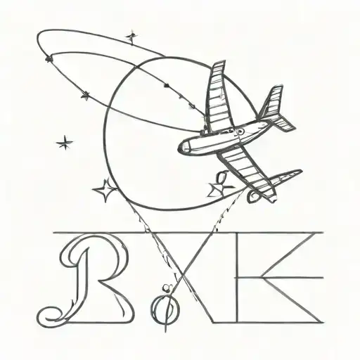 Infinity With Airplane Flying With Alphabets R & P