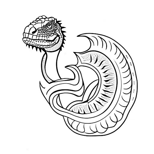 A Minimalist Tattoo Of A Crescent Moon With A Silhouette Of An Iguana Perched On Top