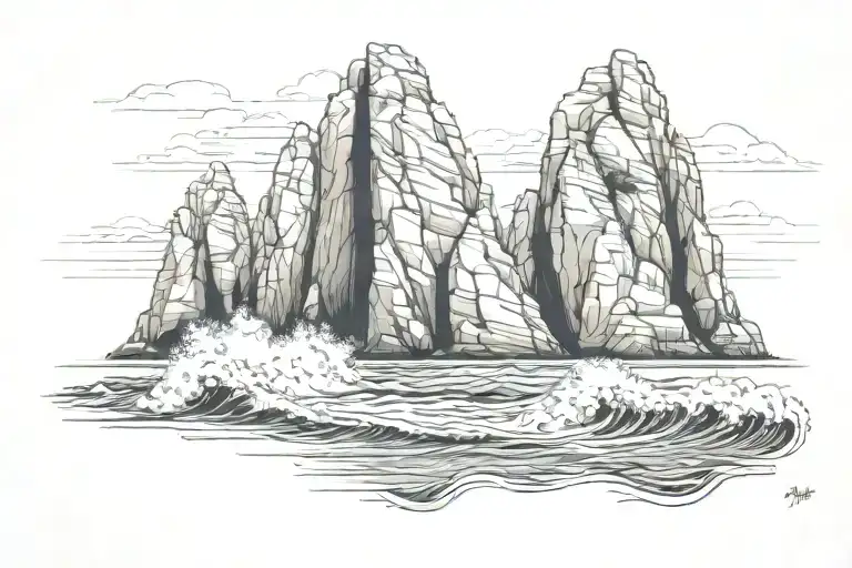 Arch Rock Formation In Cabo San Lucas With The Ocean Hitting The Rocks With Big Waves