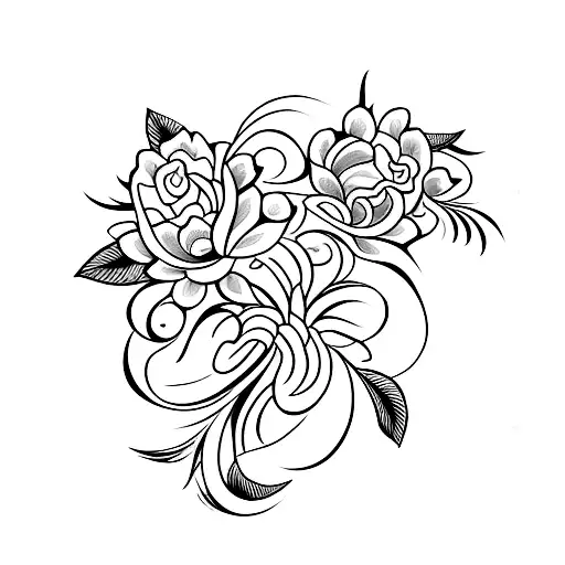 A Traditional Style Floral Design With 'Ayden' Integrated Into The Petals