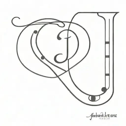 Letter J With Love Heart Surrounded My Music Notes