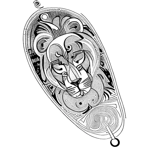 A Lion And Music Notes Man Meditating