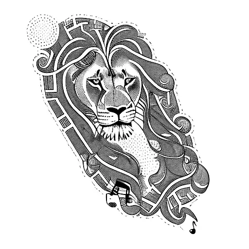 A Lion And Music Notes