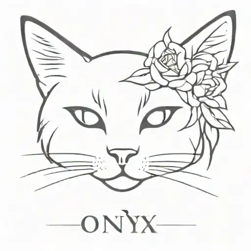 The Word 'Onyx' With Fine Line Cat Ears