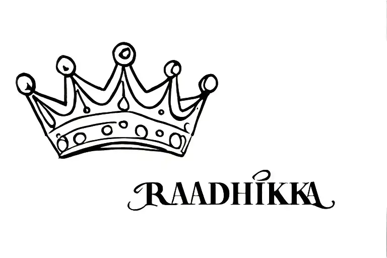 Raadhika Name Tattoo With Princess Crown Surrounded