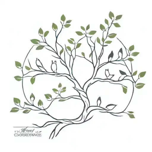 A Minimalist Design Of A Family Tree With Each Branch Representing A Family Member