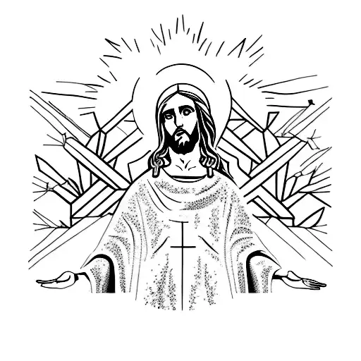 A Sketch-style Design Of The Christ Statue In Rio Made Entirely Out Of Cactus Plants