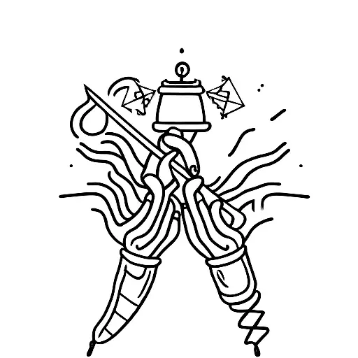 2 Hand Sword With Lamps On The Side And Maybe Like A Vein Wrapping Around Nurse