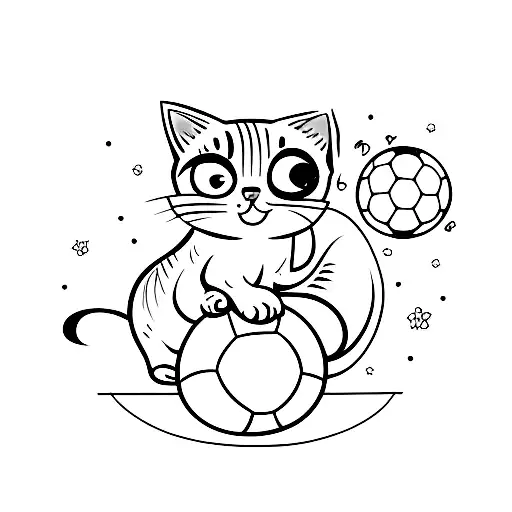 Cute Small Cat Playing Soccer