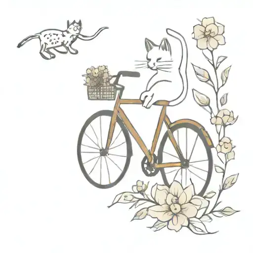 Bike With Cat And Flowers