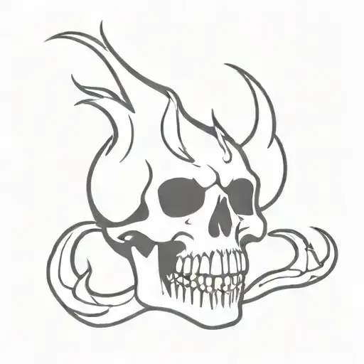 A Skull With An Open Mouth And A Flame Behind It
