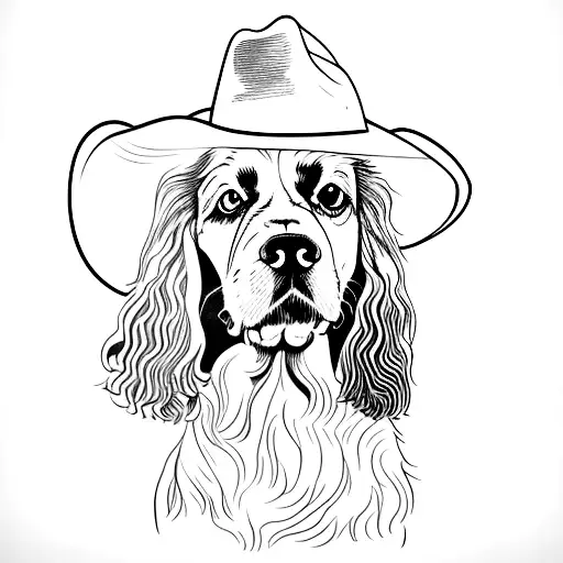 English Springer Spaniel Dog With A Cowboy Hat