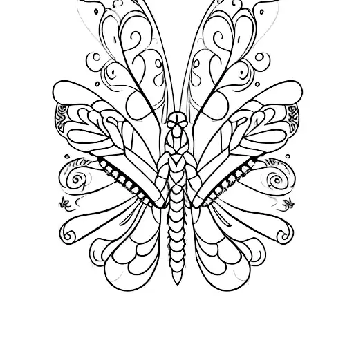 A Minimalist Design Of A Butterfly With Floral Pattern Incorporated Into Its Wings
