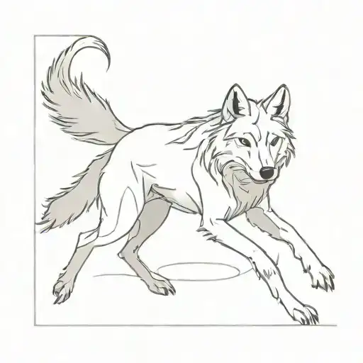 A Wolf Running Done As A Single Line