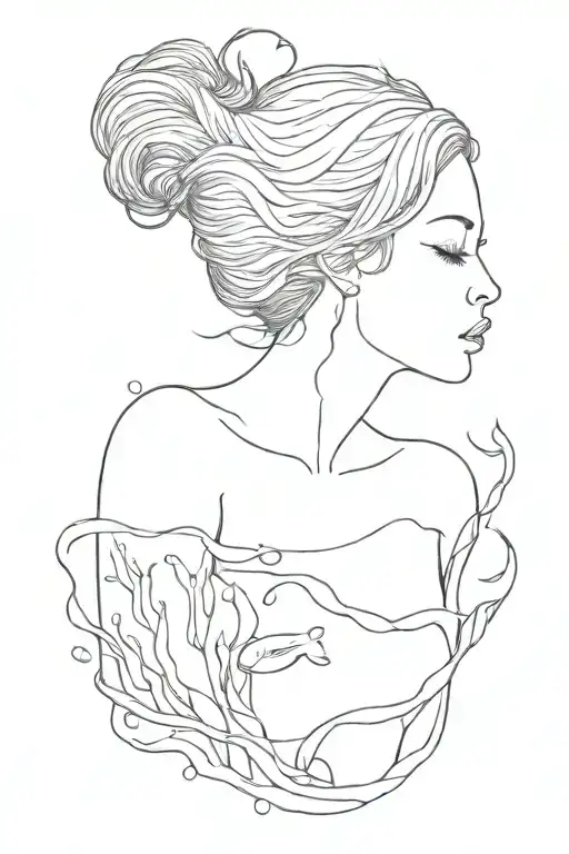 Girl Underwater With Head Above Water