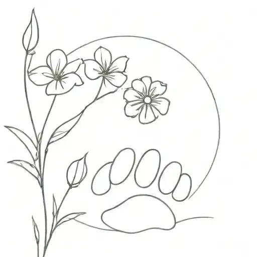 Flower And Dog Paw