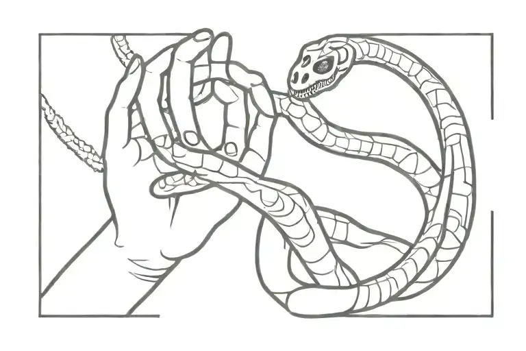 Snake Wrapped Around A Skeleton Hand Holding