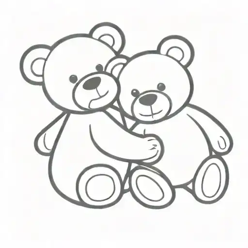 One Teddy Bear Leaning On Another