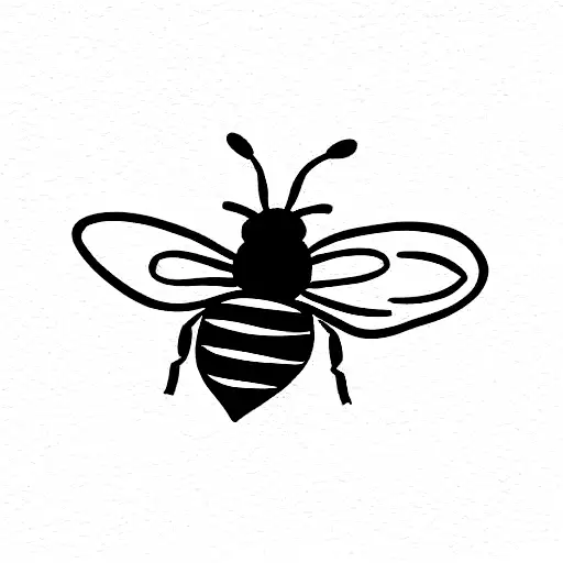 Black Tattoo Of Small Bee For Arm
