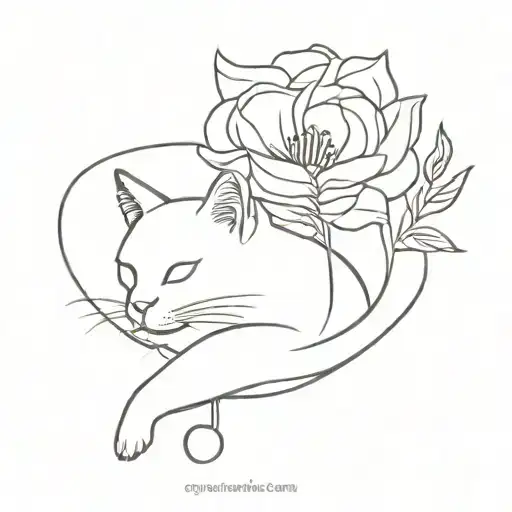 Cat And Flower Tandem
