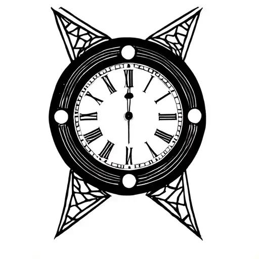 Plain Clock With Geometric Design Incorporating Elements