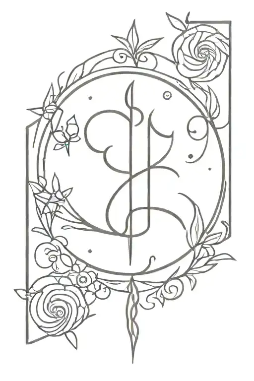 Traditional Unalome With Sagittarius Aquarius And Capricorn Sign