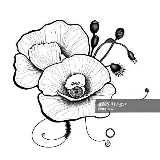 A Minimalist Design Of A Poppy And Daffodil Intertwined To Represent Your Love For Flowers