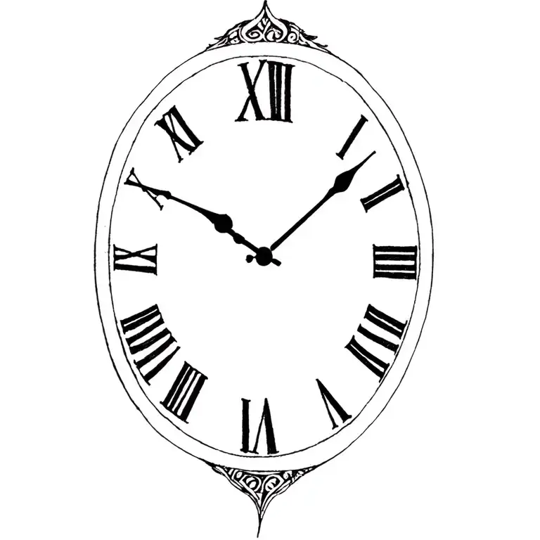 Clock Hands Pointing To Midnight In Roman Numerals