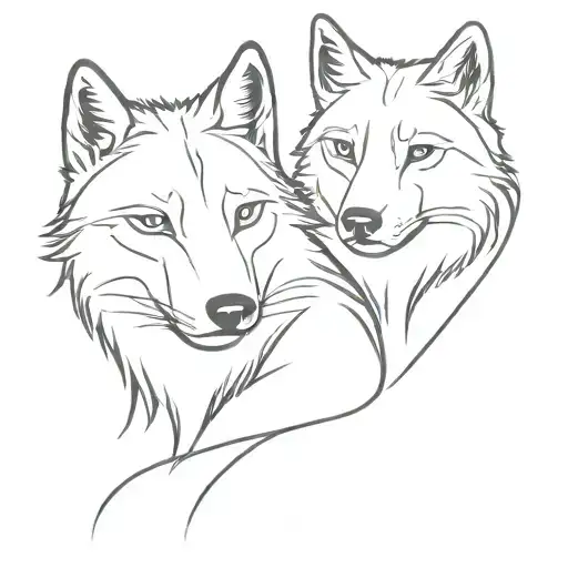 Wolf Couple Tattoo Design