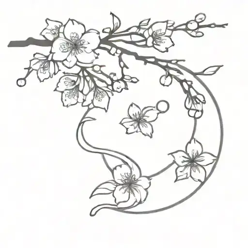 Moon And Cherry Blossoms