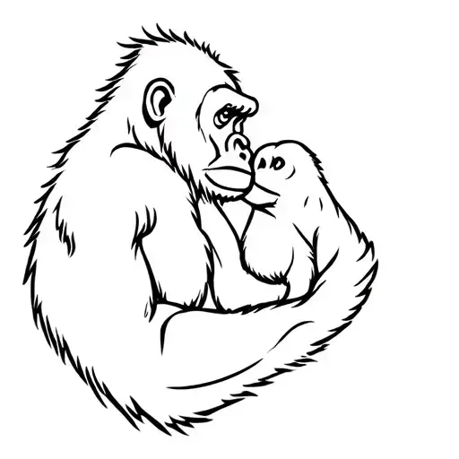 Gorilla Kissing A Cocinelle