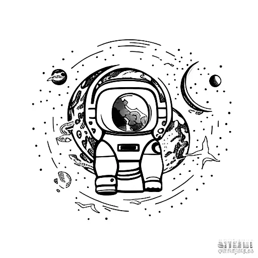 Cartoon Astronaut On Mars