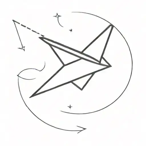 Small Paper Airplane Flying With A Silhouette Of A Person