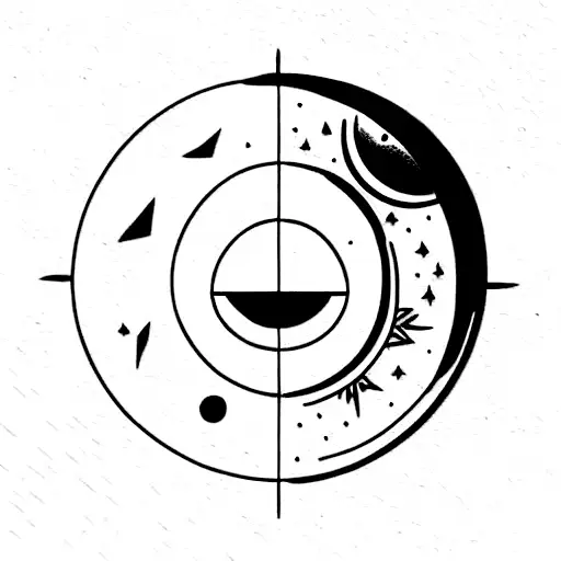 Sun And Moon Tattoo Circle On Shoulder