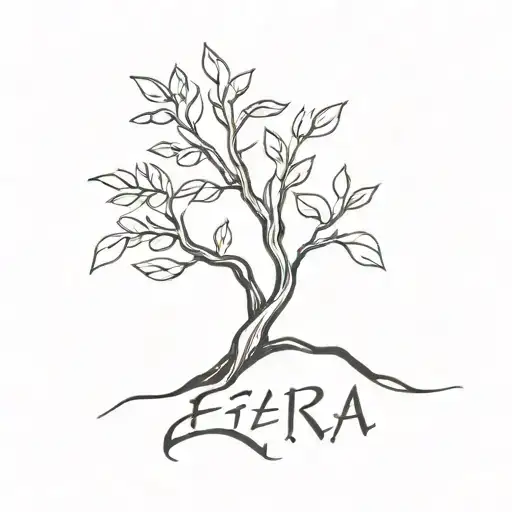 The Names Ezra And Ender With A Small Tree Growing