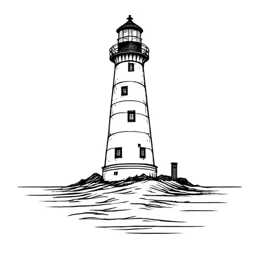 Old Lighthouse In Style Fine Line
