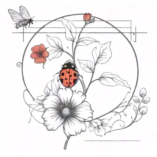 Black And Red Flowers With Ladybug And Crossword Puzzle