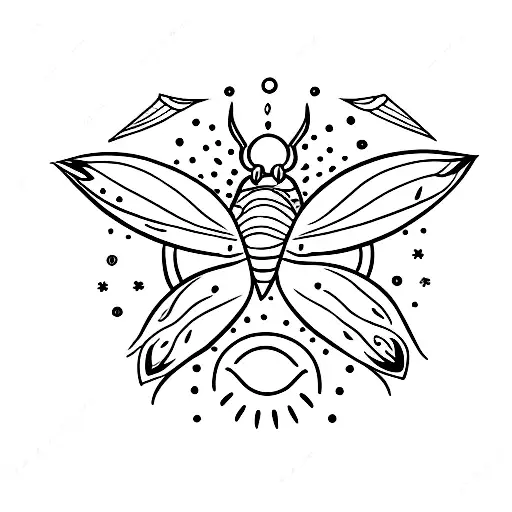 Moth With Moon And Sun