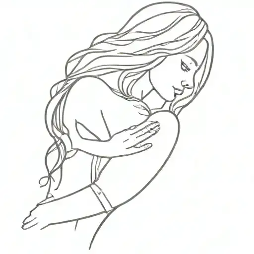 A Female With A Long Hair Resembling A Mother Holding Hands