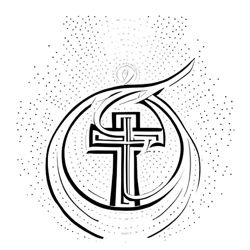 Small Christian Cross With 2 Letters A