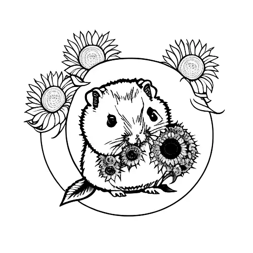 Syrian Hamster With Sunflower