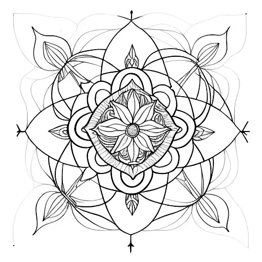 A Geometric Interpretation Of A Lily Flower Incorporating Elements Of A Butterfly And Lotus Flower