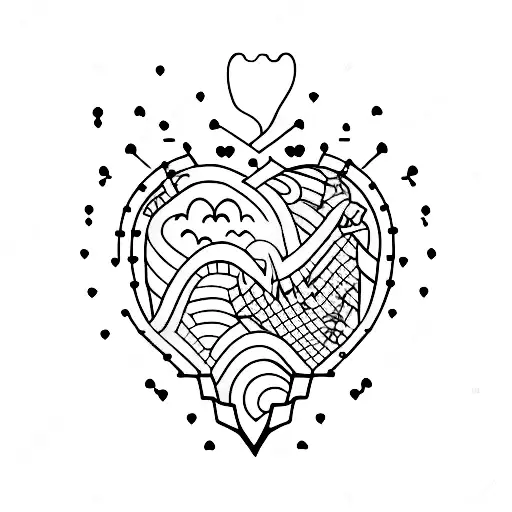 A Minimalist Tattoo Design Of A Stethoscope Forming A Heart Shape With A Mountain Range Inside
