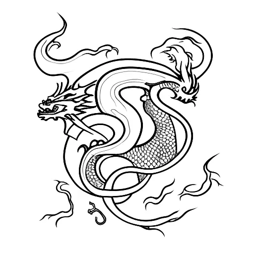 Dragon Surrounding A Garnet Gemstone