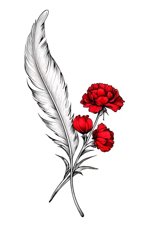 Feather Transforming Into Red Carnation Flower