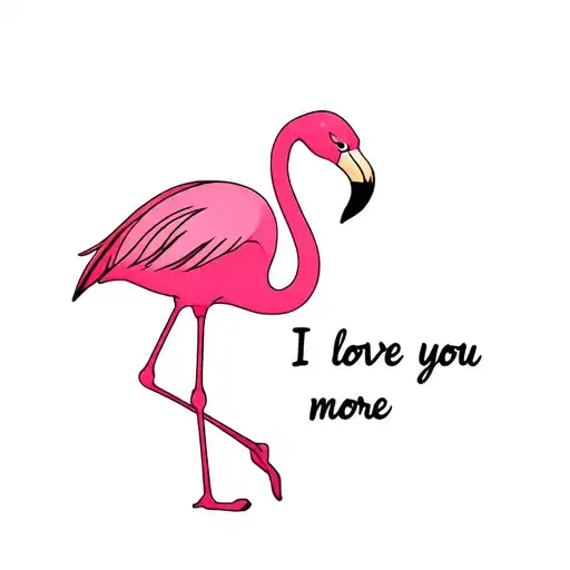 A Oneline Flamingo Tattoo With The Words I Love You More Written In