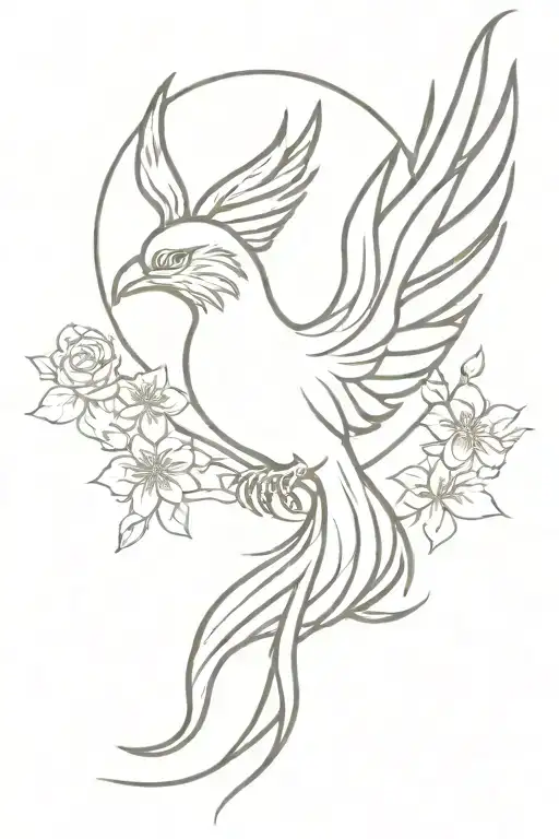 Rising Phoenix With Larkspur Flower