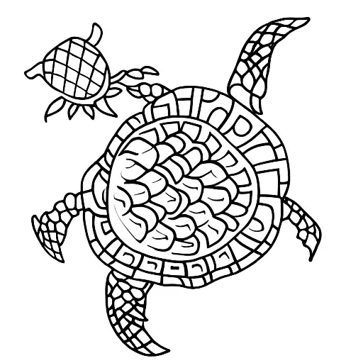 Cute Turtle Eating Pinapple